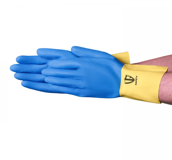 VGuard® 28 mil Blue/Yellow Neoprene Coated Latex Flock Lined Glove