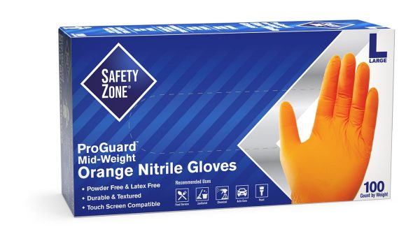 Powder Free Orange Nitrile Gloves by Uncle Supply