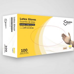 4.5 mil Cream Latex Powdered Gloves by Saneck Safety