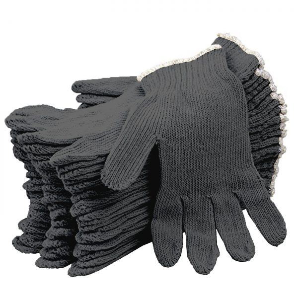 Medium Weight String Knit Gloves, Grey by Saneck Safety