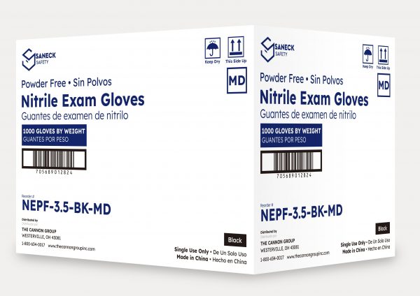 Saneck Safety's 3.5 Mil Black Nitrile Exam Gloves