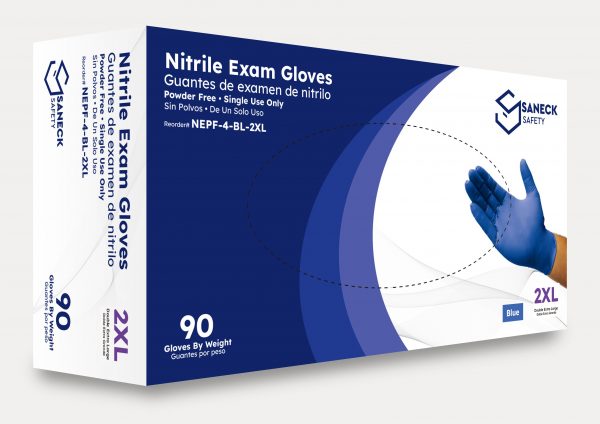 4.0 mil Dark Blue Nitrile Exam Gloves by Saneck Safety