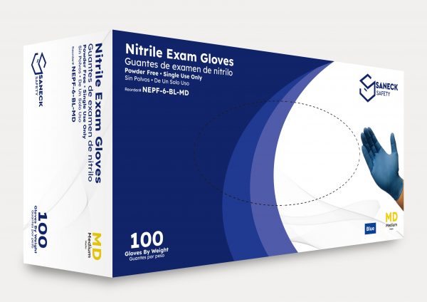 6.0 mil Blue Nitrile Exam Gloves by Saneck Safety