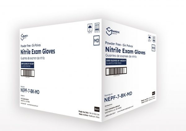 7.0 mil Black Nitrile Chemo Exam Gloves by Saneck Safety