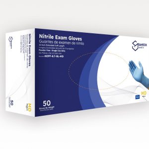 8.7 mil Blue Nitrile Chemo Exam Gloves with 12" Cuffs by Saneck Safety