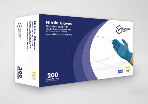 Saneck's 3.0 Mil Blue Nitrile Gloves, 2000 pc