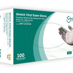 4.3 mil White, Stretch Vinyl Powder Free Gloves by Saneck Safety