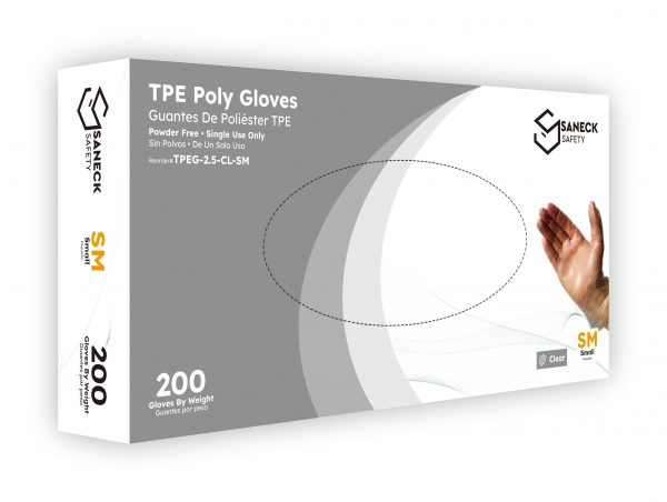 2.5 mil Clear TPE Powder Free Gloves by Saneck Safety