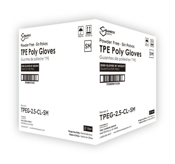 2.5 mil Clear TPE Powder-Free Gloves by Saneck Safety