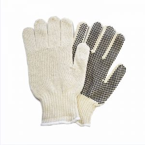 1-Sided Black Dotted PVC String Knit Gloves by Saneck Safety