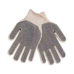 2-Sided Black Dotted PVC String Knit Gloves by Saneck Safety